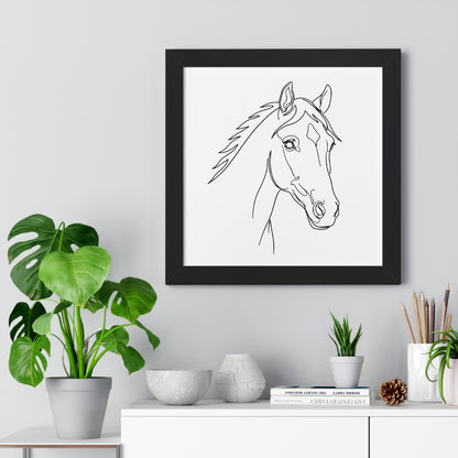 Horse Portrait Sketch - Framed Poster
