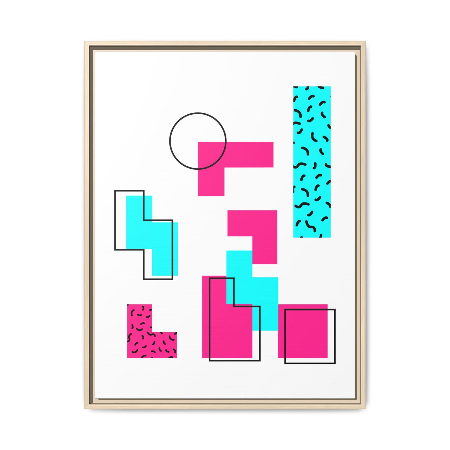 Retro Geometric Vibes - Framed Canvas