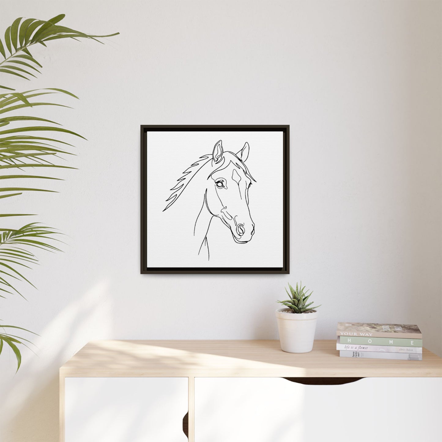 Horse Portrait Sketch - Framed Canvas