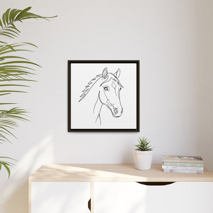 Horse Portrait Sketch - Framed Canvas