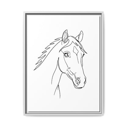 Horse Portrait Sketch - Framed Canvas