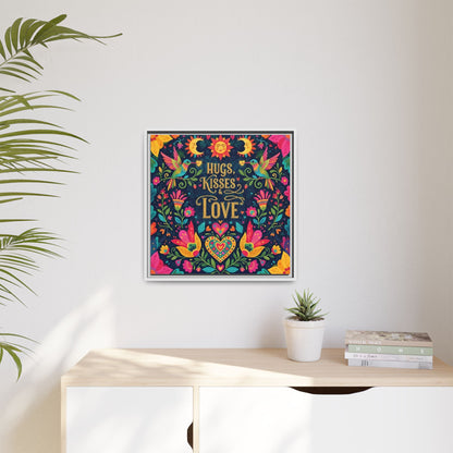 Hugs, Kisses & Love - Framed Canvas