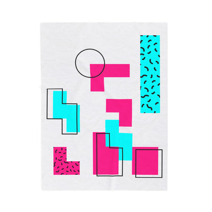 Retro Geometric Vibes - Plush Blanket