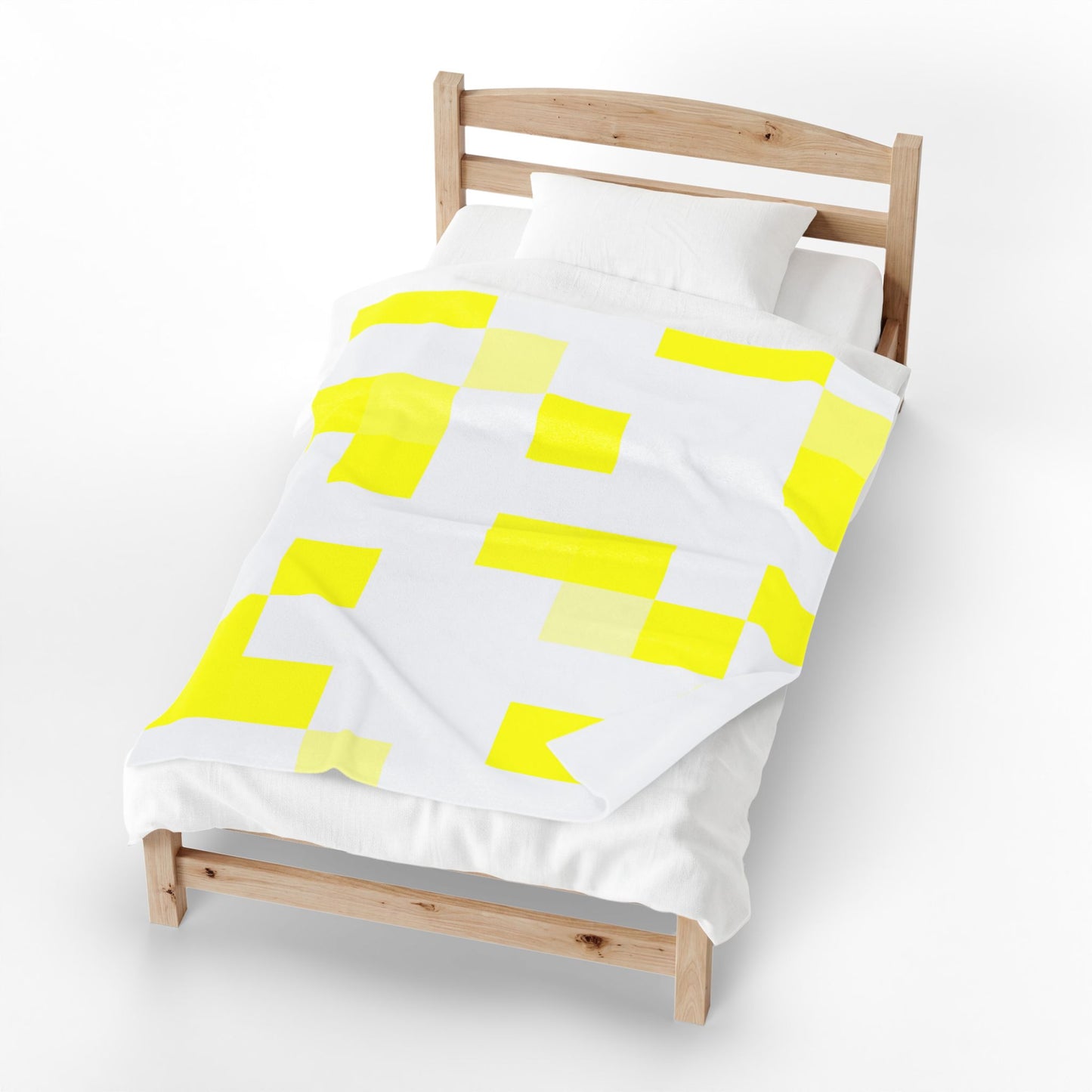 Yellow Pixel Grid - Plush Blanket