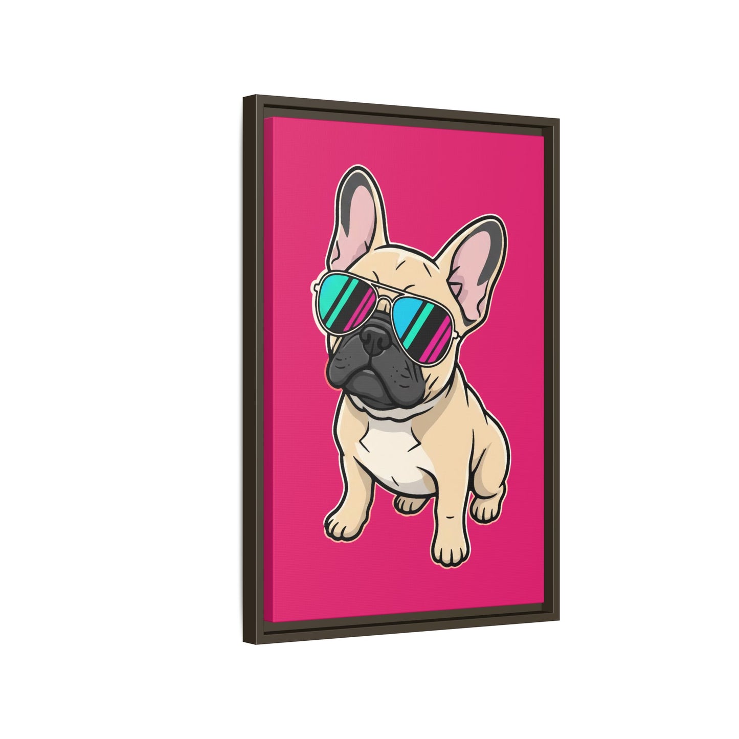 French Bulldog with Sunglasses - Framed Canvas