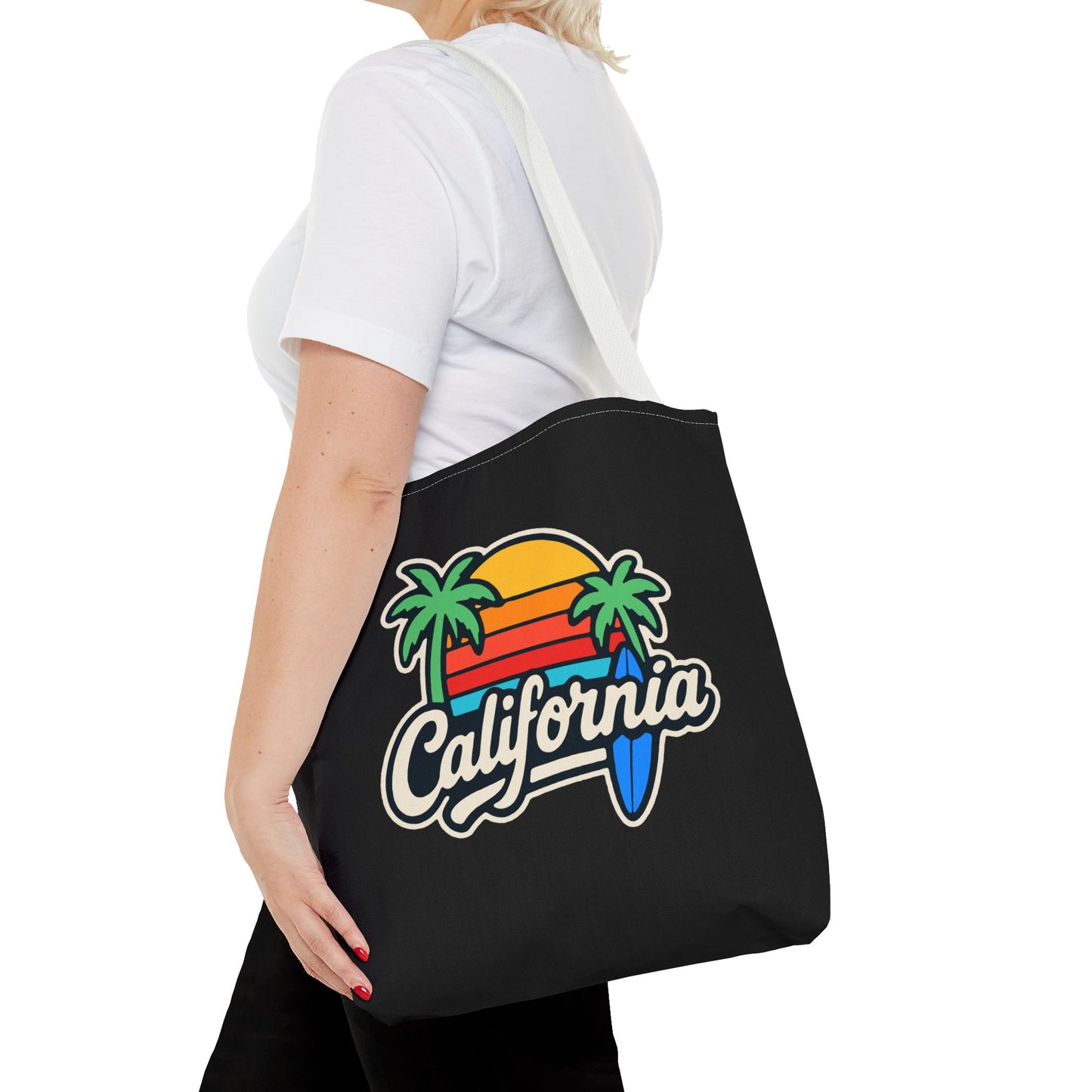 California Retro Tote Bag - Beach Vibes, Summer Accessory, Travel Bag, Gift for Friends, Eco-Friendly Shopping