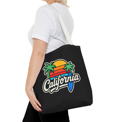 California Retro Tote Bag - Beach Vibes, Summer Accessory, Travel Bag, Gift for Friends, Eco-Friendly Shopping