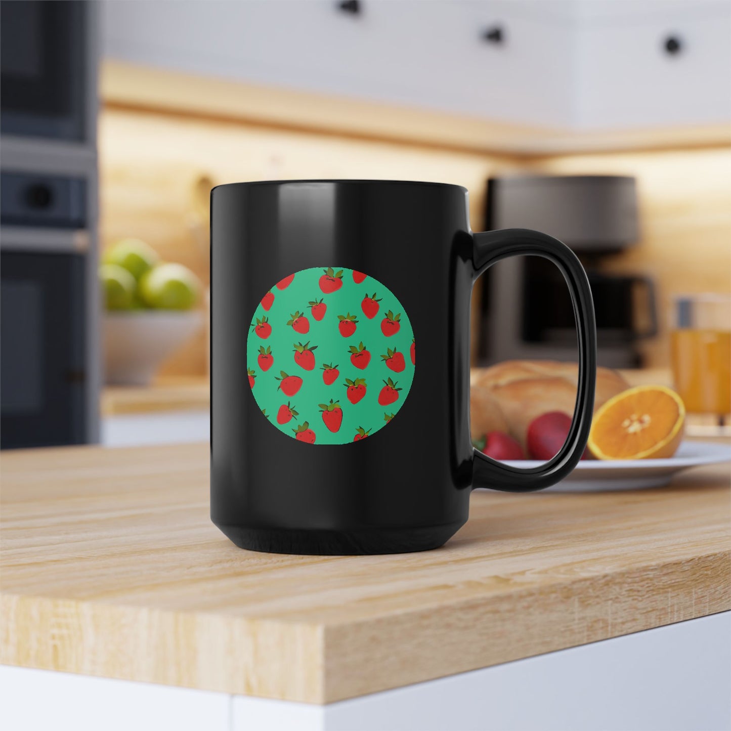 Strawberry Pattern - Black Mug