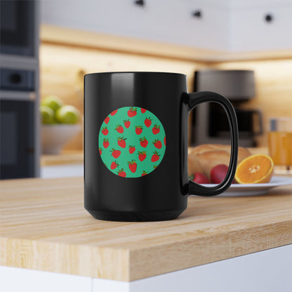Strawberry Pattern - Black Mug