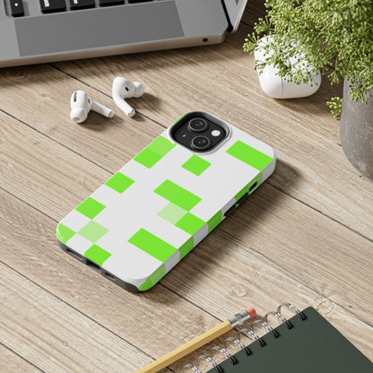 Lime Green Pixel Grid - Phone Case