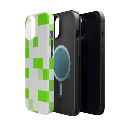 Lime Green Pixel Grid - Magnetic Phone Case
