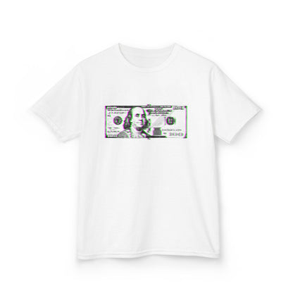 100 Dollars Bill - Green/Magenta Glitch - Kids Tee