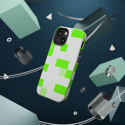 Lime Green Pixel Grid - Magnetic Phone Case