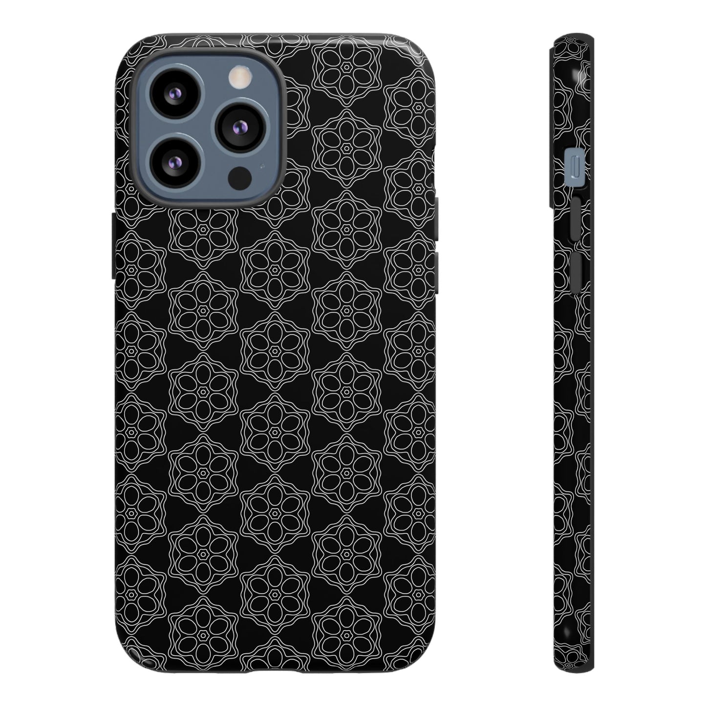 Geometric Pattern Phone Case, Dark Floral Case for Tough Protection, Stylish Smartphone Accessory, Gift for Tech Lovers, Trendy Mobile Cover