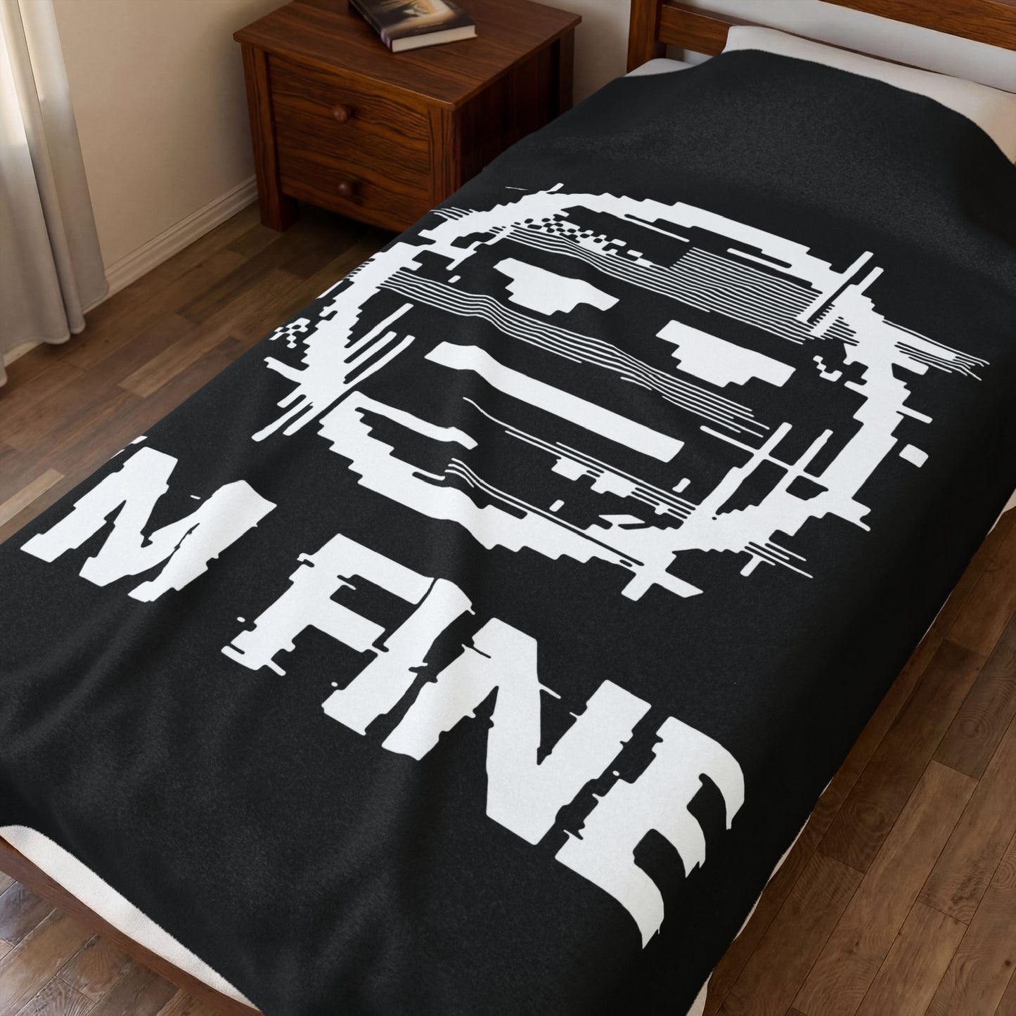 I’m Fine Glitched Smiley - Plush Blanket
