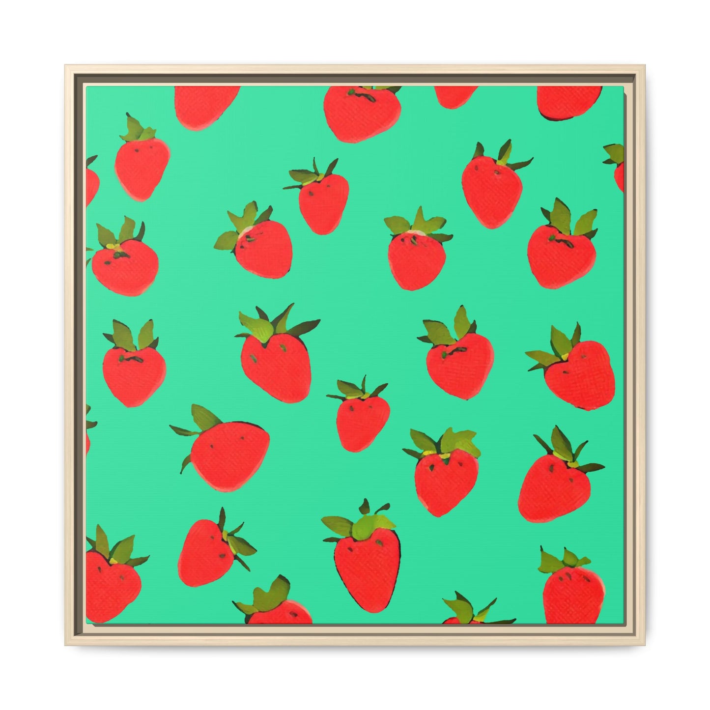 Strawberry Pattern - Framed Canvas