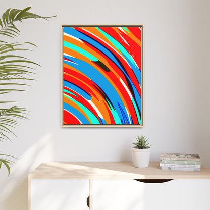 Abstract Rainbow Swirl Arc - Framed Canvas