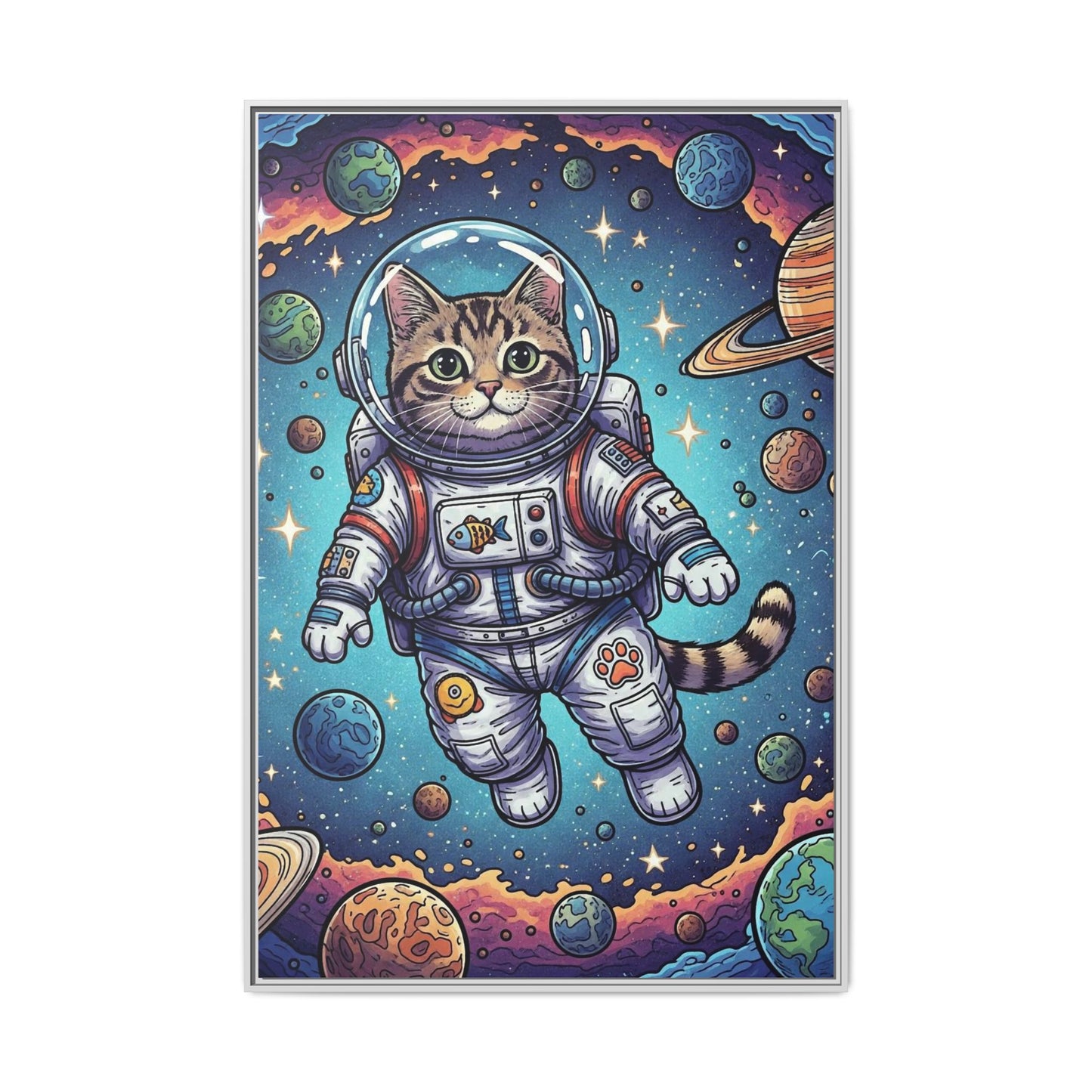 Astronaut Cat - Framed Canvas