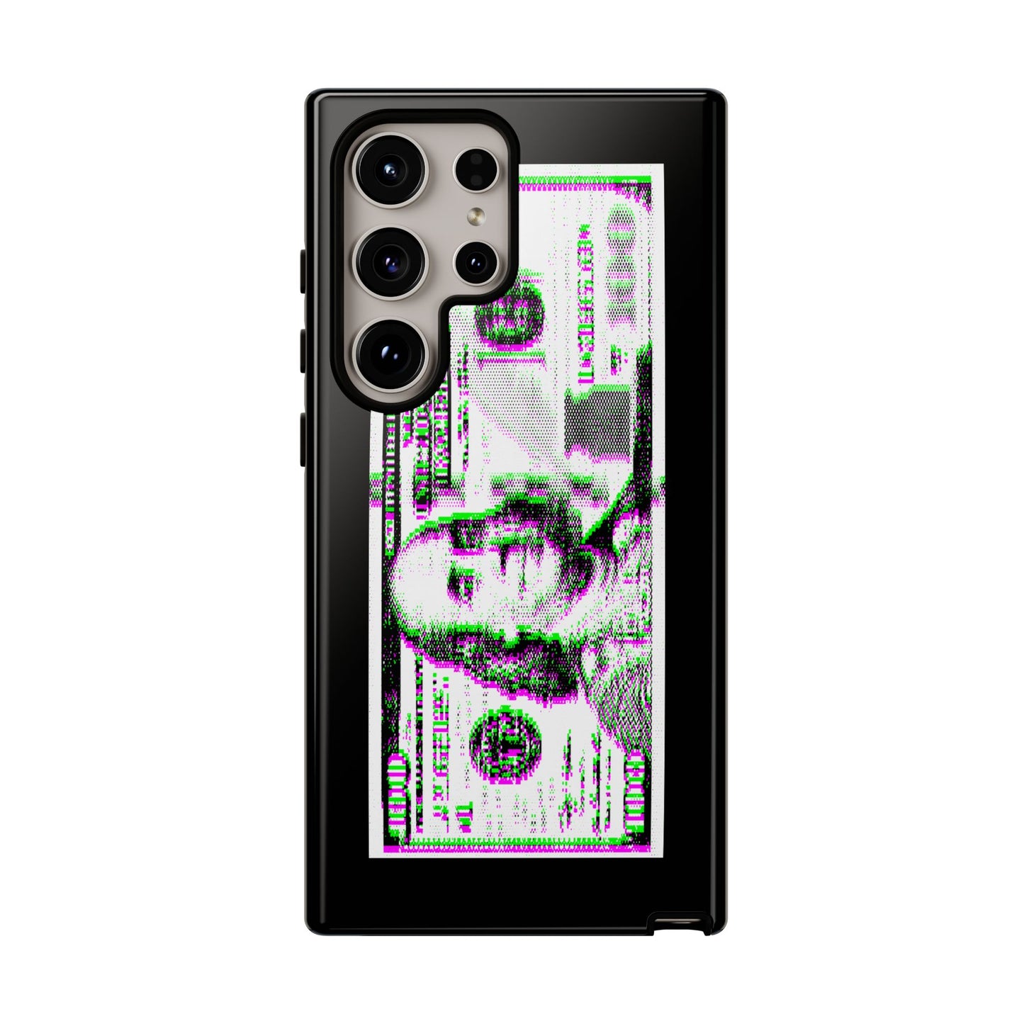 100 Dollars Bill - Green/Magenta Glitch - Phone Case