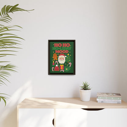 Framed Canvas Art, Festive Holiday, Cheerful Wall Art for Christmas, Santa Decor, Ho Ho Ho Seasonal Gift, Holiday Mood Wall Art