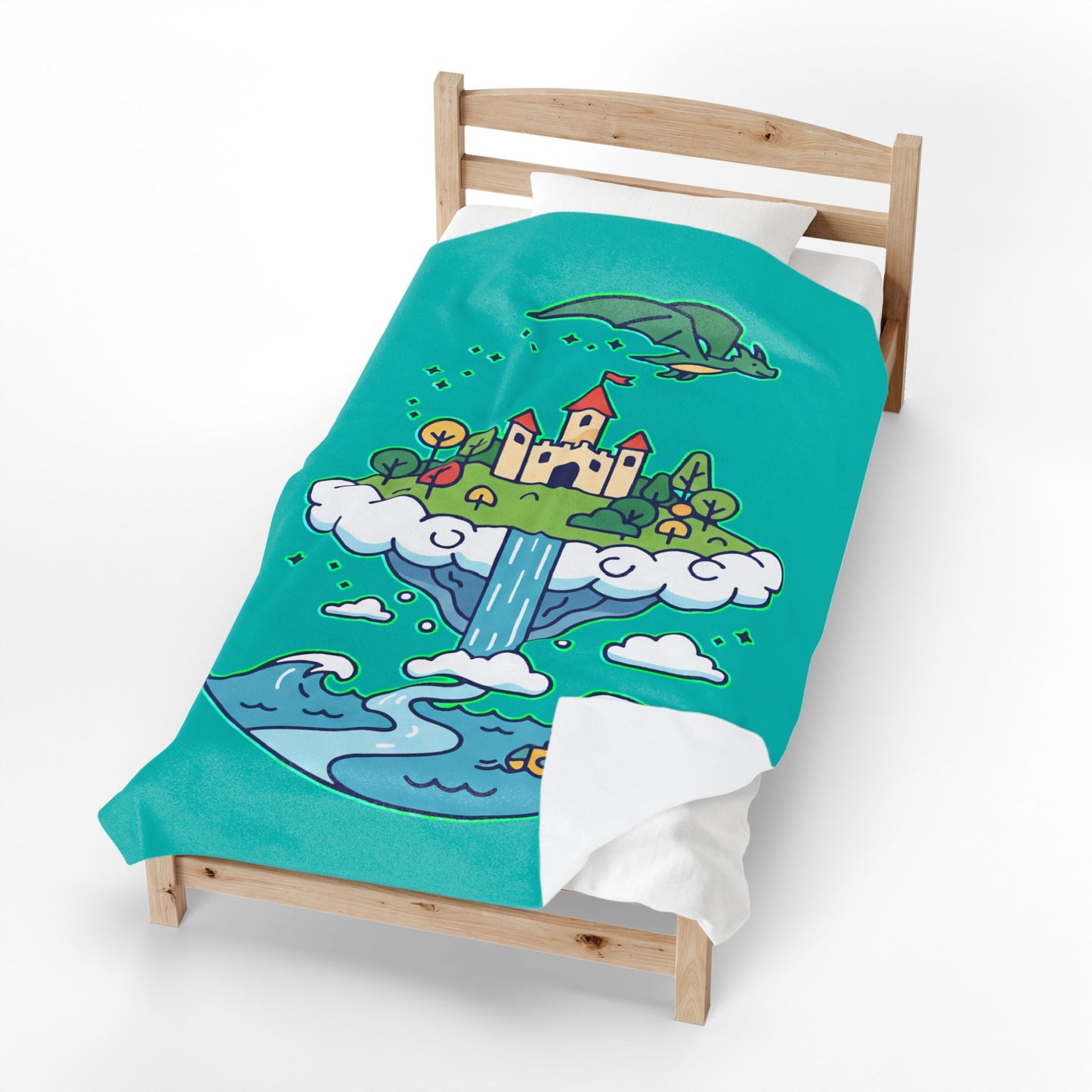 Floating Castle Dragon - Magical Fantasy Island - Plush Blanket