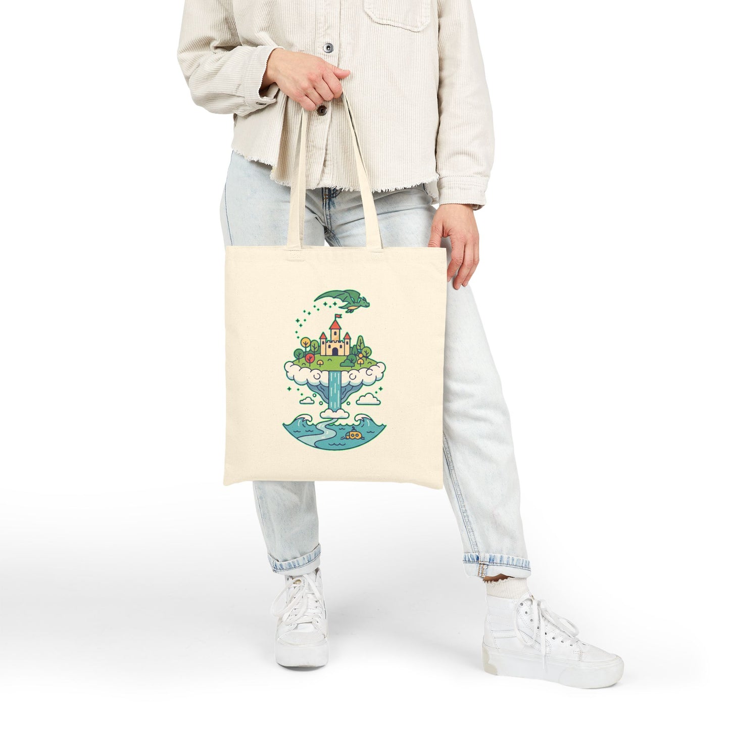 Floating Castle Dragon - Magical Fantasy Island - Tote Bag