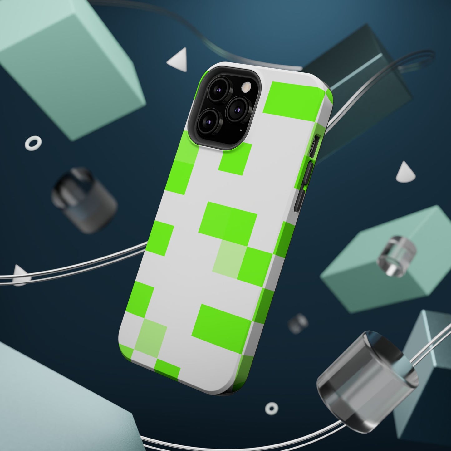 Lime Green Pixel Grid - Magnetic Phone Case