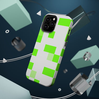 Lime Green Pixel Grid - Magnetic Phone Case