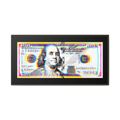 100 Dollars Bill - Neon Color Explosion - Framed Canvas