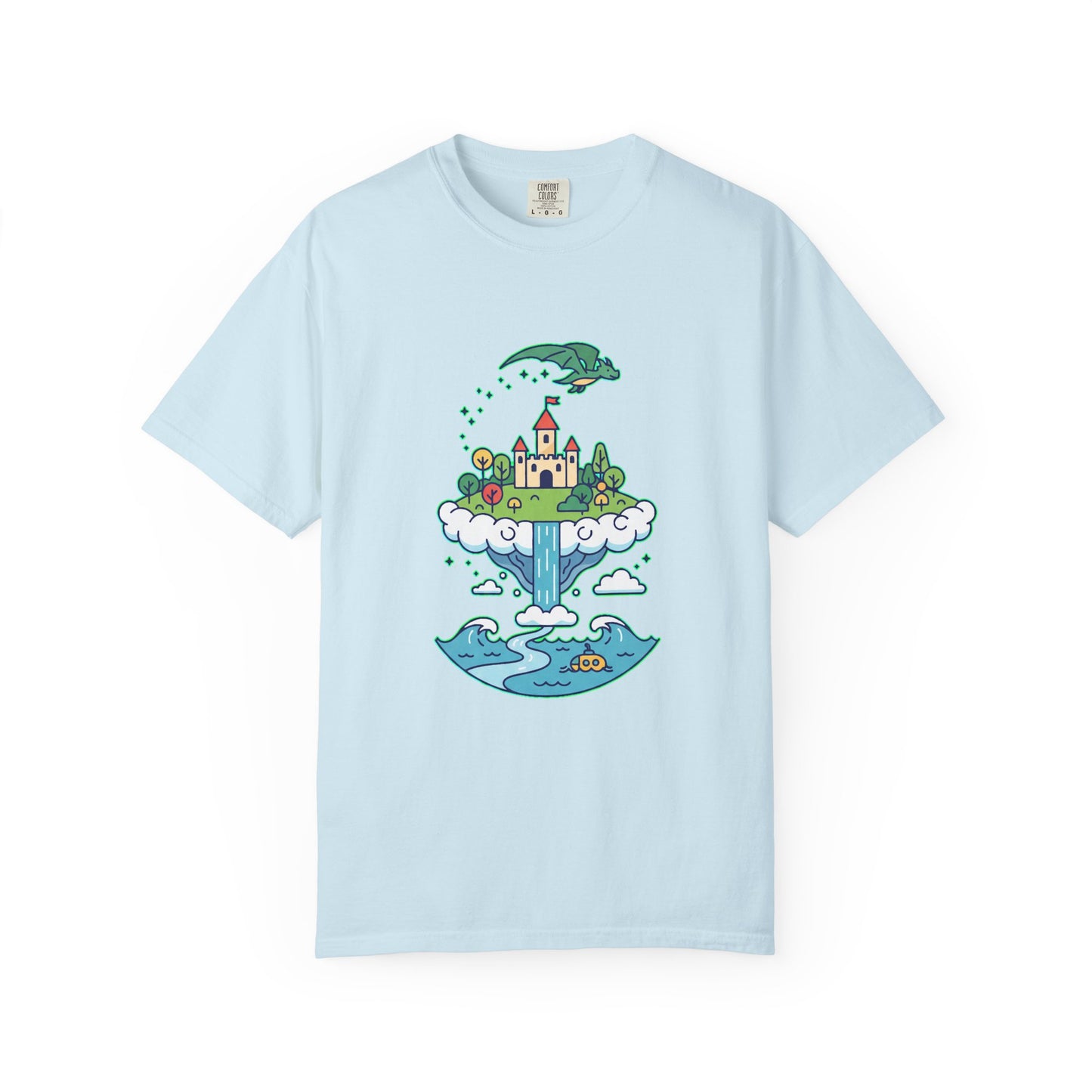 Floating Castle Dragon - Magical Fantasy Island - T-Shirt