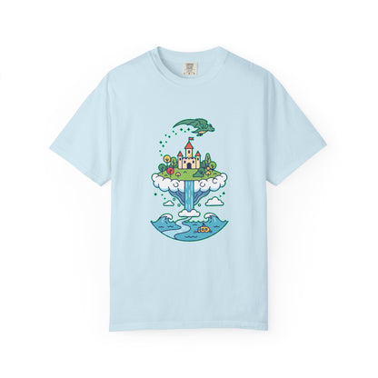 Floating Castle Dragon - Magical Fantasy Island - T-Shirt
