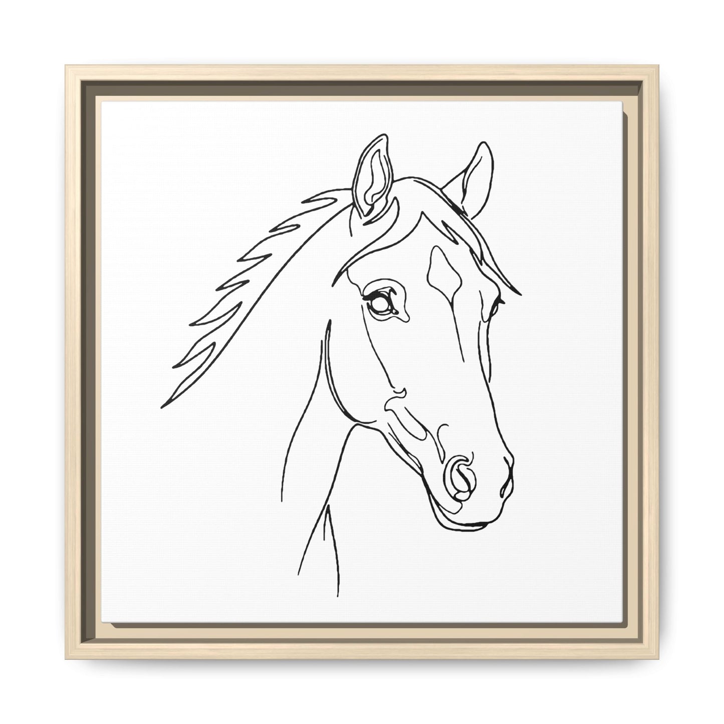Horse Portrait Sketch - Framed Canvas