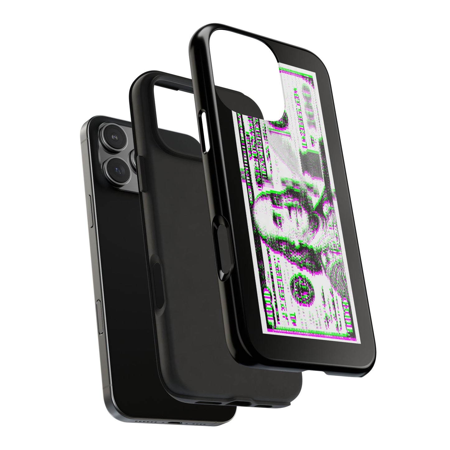 100 Dollars Bill - Green/Magenta Glitch - Phone Case