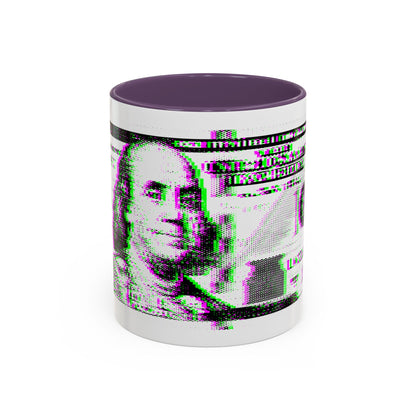 100 Dollars Bill - Green/Magenta Glitch - Color Accent Mug