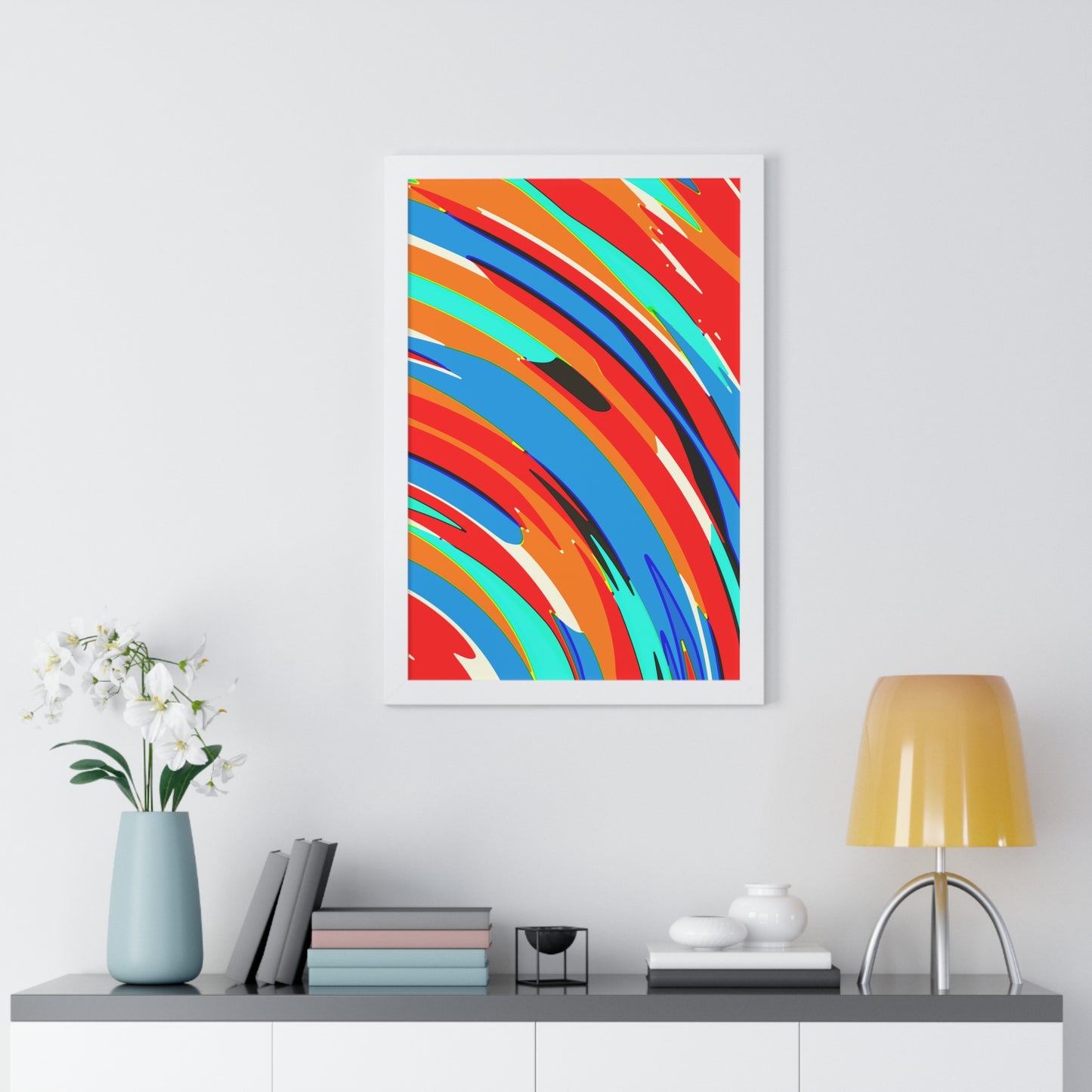 Abstract Rainbow Swirl Arc - Framed Poster