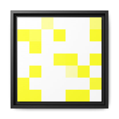 Yellow Pixel Grid - Framed Canvas