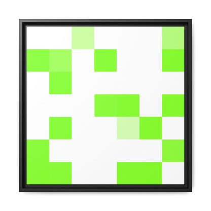 Lime Green Pixel Grid - Framed Canvas