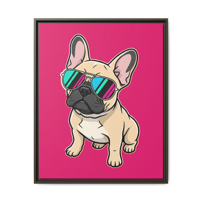 French Bulldog with Sunglasses - Framed Canvas