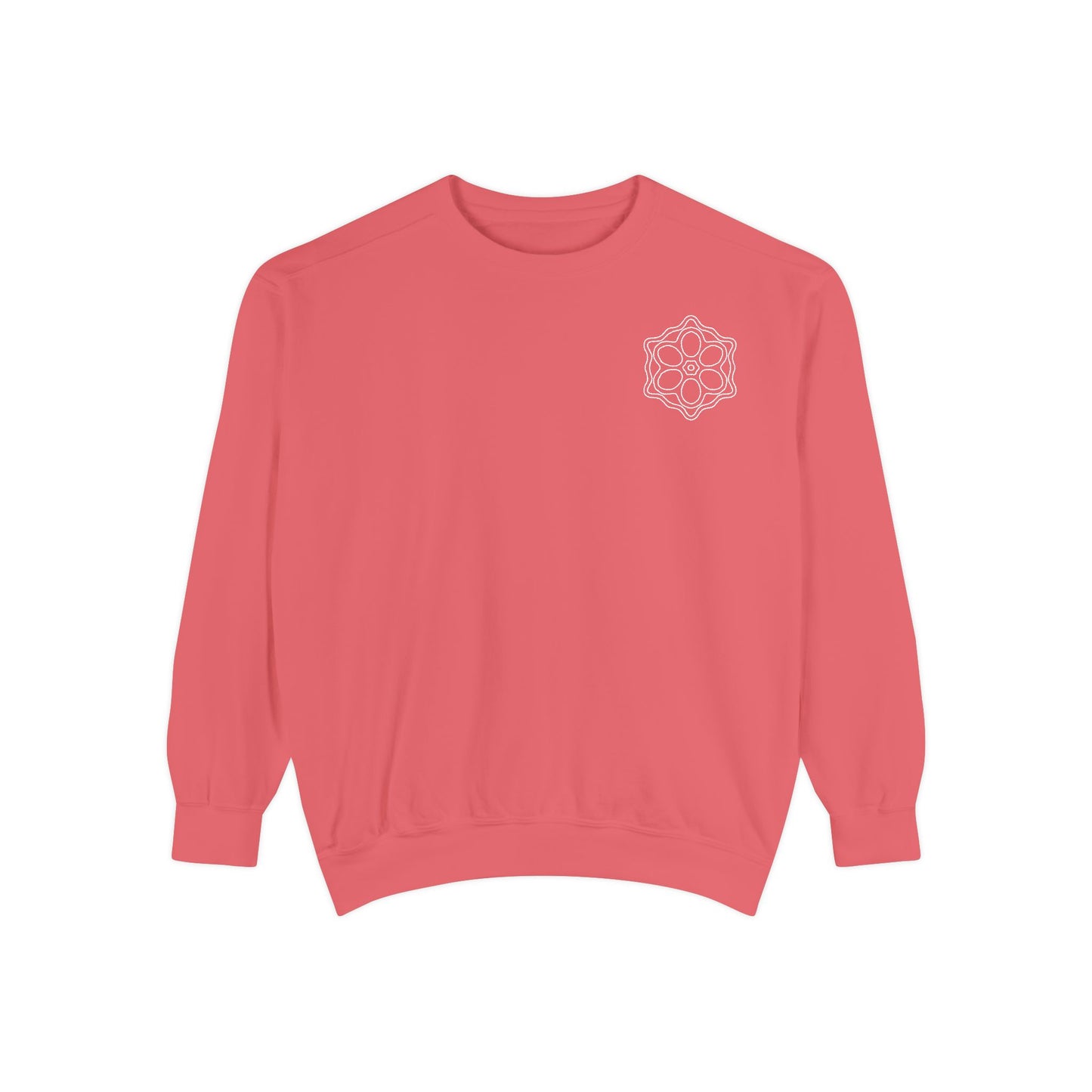 Garment-Dyed Sweatshirt with Elegant Floral Design, Cozy Unisex Sweater, Fashionable Casual Wear, Gift for Her, Perfect for Spring Style