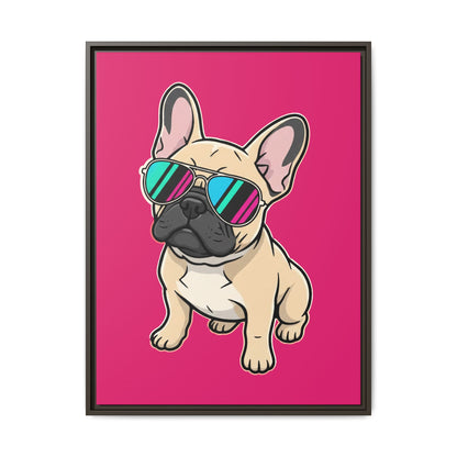 French Bulldog with Sunglasses - Framed Canvas