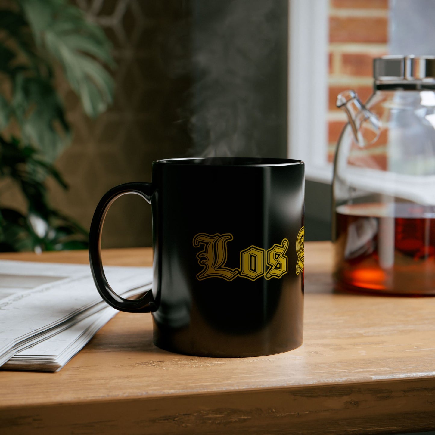 Los Angeles Black Mug - Bold Design, Coffee Lover Gift, Tea Cup, Birthday Present, Urban Home Decor - Golden Edition