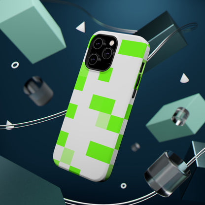 Lime Green Pixel Grid - Magnetic Phone Case