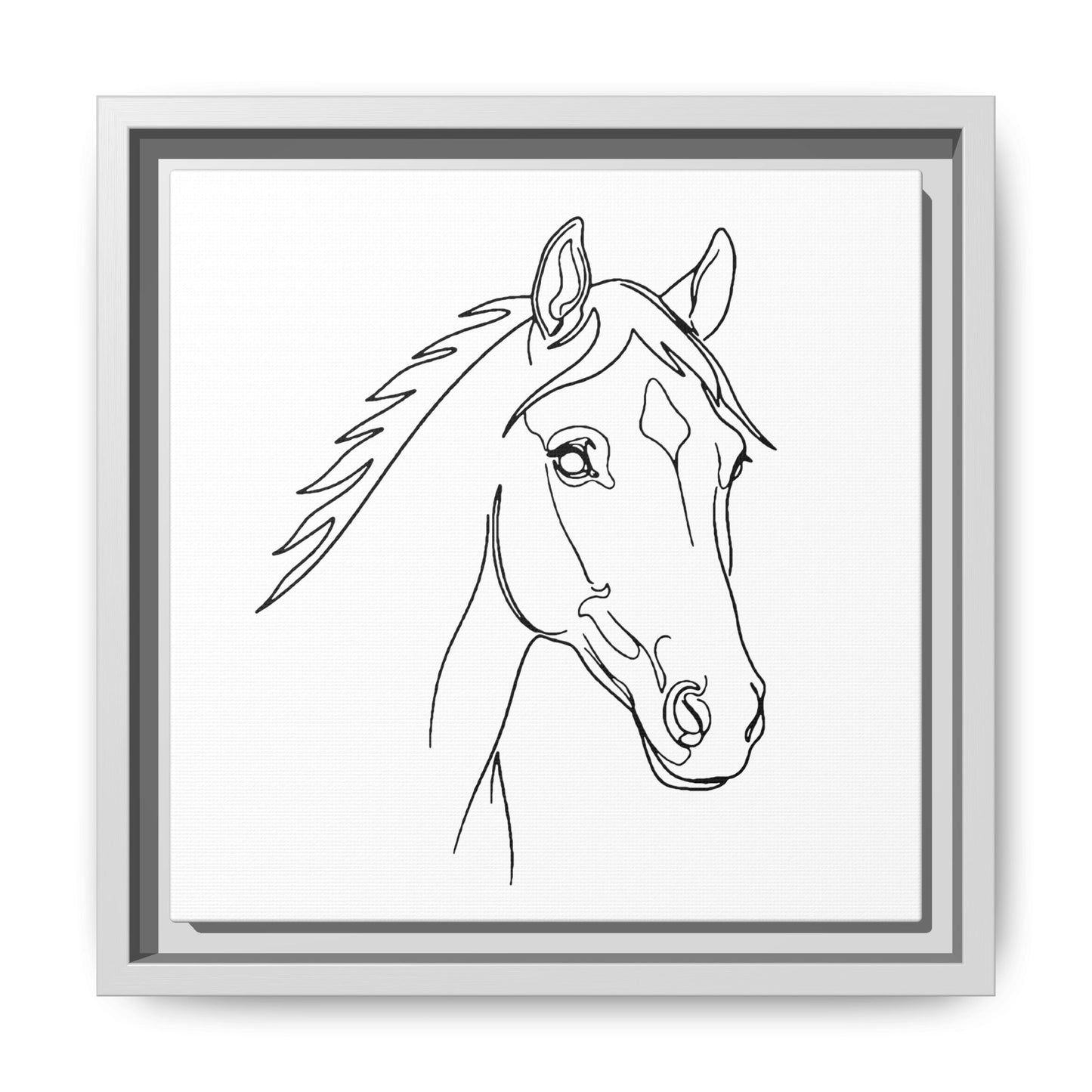 Horse Portrait Sketch - Framed Canvas