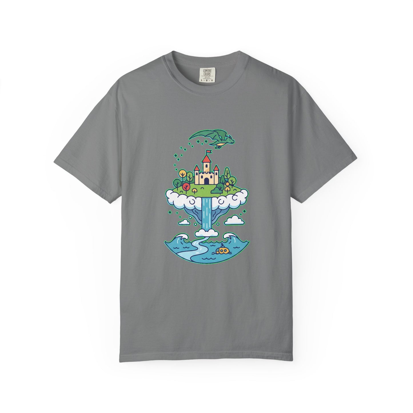 Floating Castle Dragon - Magical Fantasy Island - T-Shirt