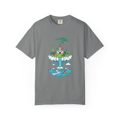 Floating Castle Dragon - Magical Fantasy Island - T-Shirt
