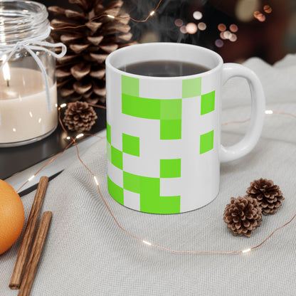 Lime Green Pixel Grid - Mug