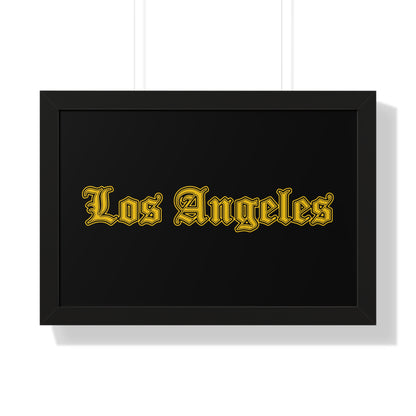 Los Angeles Framed Poster, Urban Wall Art for Home Decor, Cityscape Gift, Interior Design Accent, Modern Typography Decor - Golden Edition