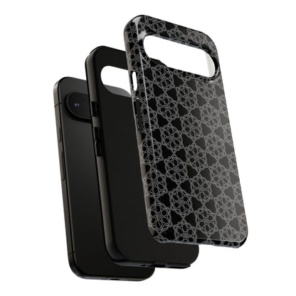 Geometric Pattern Phone Case, Dark Floral Case for Tough Protection, Stylish Smartphone Accessory, Gift for Tech Lovers, Trendy Mobile Cover