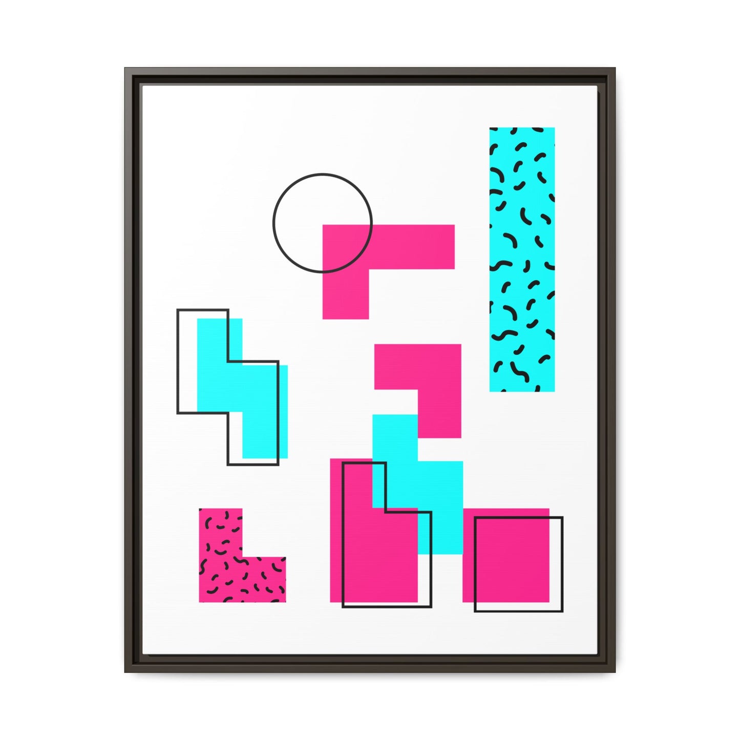 Retro Geometric Vibes - Framed Canvas