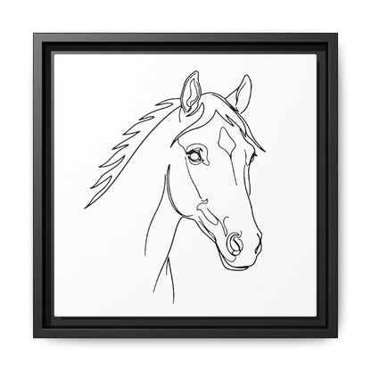 Horse Portrait Sketch - Framed Canvas